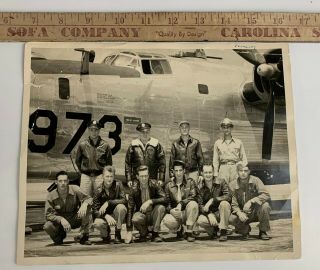 Large Wwii Us Photo B - 24 42 - 50973 Aircraft Bomber Plane Named Crew
