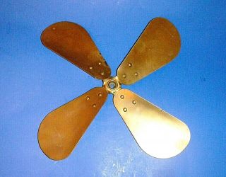 Vintage Or Antique 12 " Solid Brass Electric Fan Blade W/set Screw