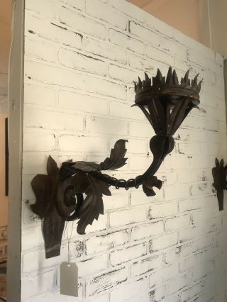 Hand Forged Candle Wrought Double Wall Sconces Gothic Rustic