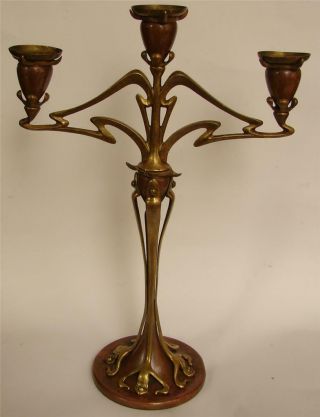 Top Art Nouveau/ Jugendstil Candlestick Carl Deffner 1903 Germany Copper Brass