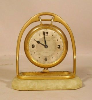 1930s Waltham 8 Day Double Dial Partners Desk Clock Order Horse Stirrup