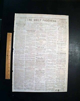 Rare CONFEDERATE Raleigh North Carolina CIVIL WAR Savannah Georgia1865 Newspaper 2