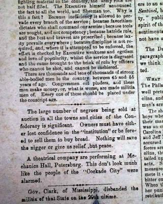 Rare CONFEDERATE Raleigh North Carolina CIVIL WAR Savannah Georgia1865 Newspaper 7