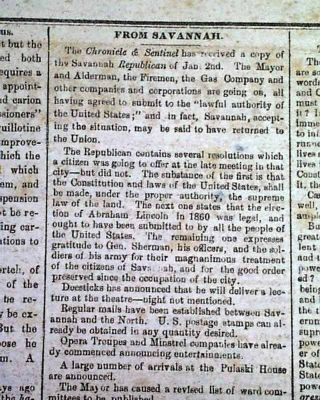 Rare CONFEDERATE Raleigh North Carolina CIVIL WAR Savannah Georgia1865 Newspaper 8