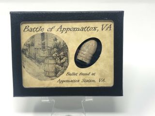 Civil War Bullet From The Battle Of Appomattox,  Virginia With Display Case &