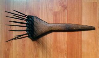 Primitive Flax Heckle Hemp Wool Comb Teasel Tool Late 1800s Metal Teeth Romania