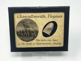 Shot Bullet Relic From Chancelorsville,  Virginia With Display Case And
