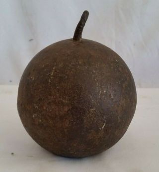 Antique 1700 - 1800’s Cast Iron Cannonball Gate Closer Weight Ball,  14,  4 - 1/2 