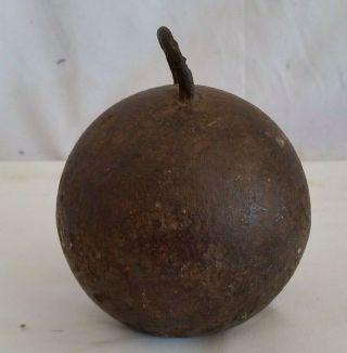 Antique 1700 - 1800’s Cast Iron Cannonball Gate Closer Weight Ball,  14,  4 - 1/2 