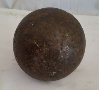 Antique 1700 - 1800’s Cast Iron Cannonball Gate Closer Weight Ball,  14,  4 - 1/2 