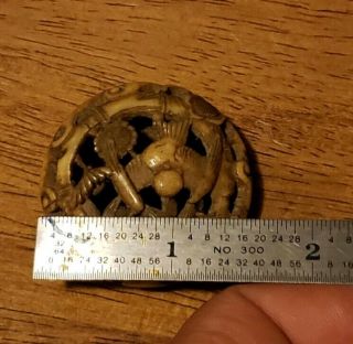 ANTIQUE JAPANESE NETSUKE RYUSA MANJU CARVED STAG ANTLER EDO OR MEIJI PERIOD 7