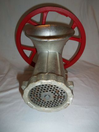 Vintage RESTAURANT or INDUSTRIAL Large MEAT GRINDER 32 w/ Crank Wheel 3