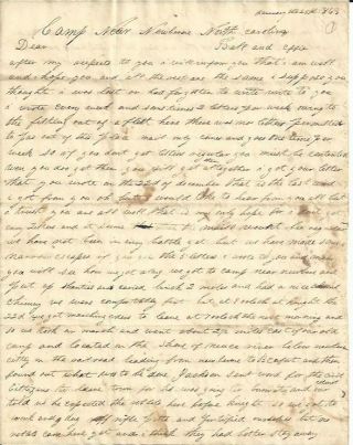 Civil War Letter: 171st Pa Sgt: Battlefield Includes Cannon Balls,  Bern Map