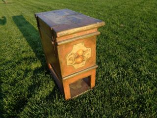 SUGAR CHEST PRIMITIVE ANTIQUE CHEST 1800 ' s PAINT DECORATED FOLK ART 6