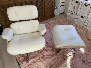 Herman Miller Eames Lounge Chair Ottoman White Ash Pearl