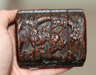 antique Japanese Edo period carved boxwood inro of Dragons,  18th century 9