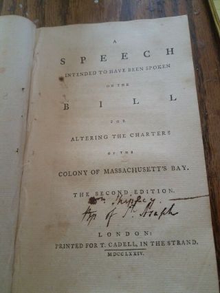 1774 A Speech Intended To Have Been Spoken On The Bill Altering Charter Ma Bay