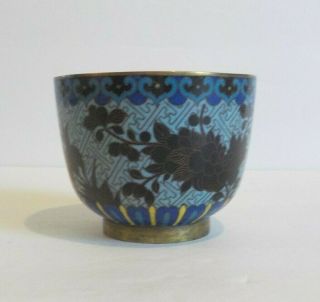 19th C.  Chinese CLOISONNE Enamel on Bronze Handleless Cup 5