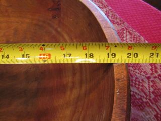 ANTIQUE VINTAGE LARGE PRIMITIVE TURNED WOODEN DOUGH BOWL W/RIM - 19 3/4 