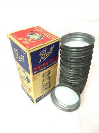 Nos Vintage Zinc Porcelain Lined Jar Lids,  Ball Mason Caps,  12