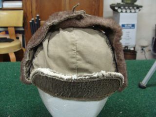 Vintage US Army 1950s Korea Era Field Cap Pile Cold Weather Hat Olive Drab 2