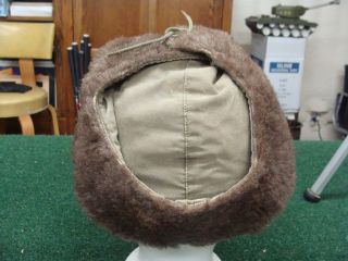 Vintage US Army 1950s Korea Era Field Cap Pile Cold Weather Hat Olive Drab 5