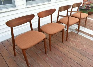 Four Vintage Mid Century Modern Mcm Wood Dining Room Chairs By Stanley Furniture