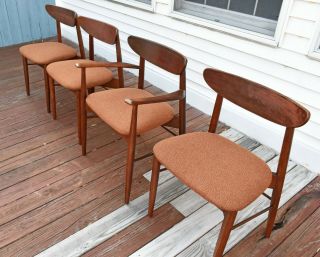 Four Vintage Mid Century Modern MCM Wood Dining Room Chairs by Stanley Furniture 2
