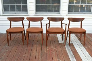 Four Vintage Mid Century Modern MCM Wood Dining Room Chairs by Stanley Furniture 3