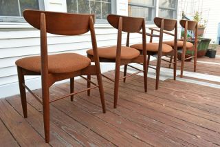 Four Vintage Mid Century Modern MCM Wood Dining Room Chairs by Stanley Furniture 5