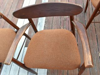 Four Vintage Mid Century Modern MCM Wood Dining Room Chairs by Stanley Furniture 9