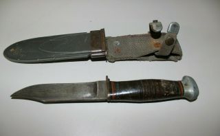 Wwii Us Navy Mark 1 Rh - 35 Pal Fighting Knife W/ Scabbard Usn Mki