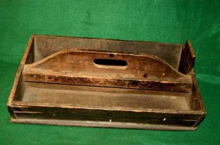 Fine 19th Century Primitive Antique Carpenters Wooden Carrier Tool Box Inv Pj36