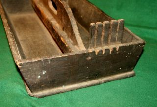 FINE 19th Century Primitive Antique Carpenters Wooden Carrier Tool Box Inv PJ36 5