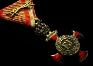 Wwi Ww1 Austria Austrian Silver Merit Cross Medal W/ Crown - Franz Joseph