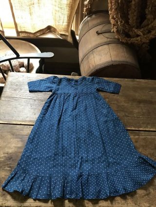 Best Early Antique Indigo Blue Calico Child’s Dress Handmade Textile Aafa Last 1