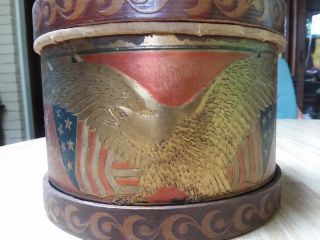 Antique Patriotic American Flag Tin Litho Toy Snare Drum Civil War Eagle