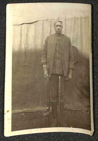 Black Americana Soldier Doughboy Gun Carved Cane Ww1 Military Photograph Wnc 605