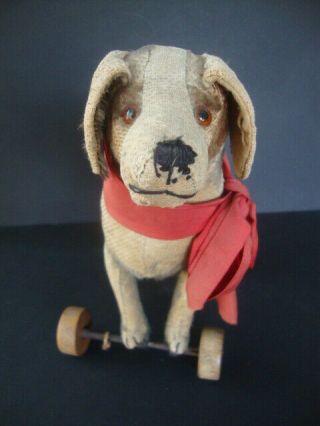 Antique dog on wheels child ' s pull toy 2