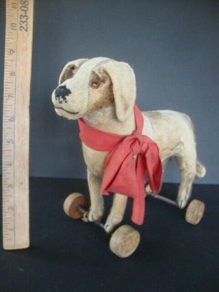 Antique dog on wheels child ' s pull toy 9