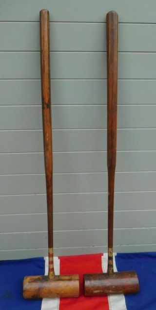 Antique Vintage Wooden English Croquet Mallets Sports Wall Display Items