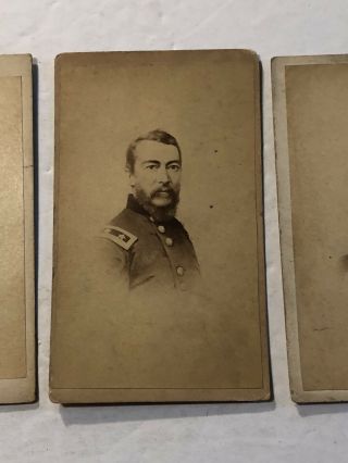 1860 ' s 3 - Union Civil War Generals CDV Photographs Sherman & Unknown To Me 3
