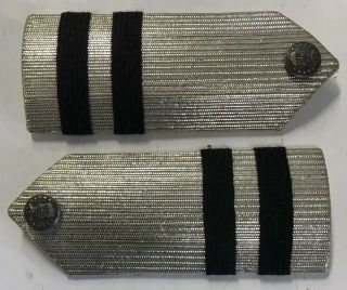 Early Us Air Force Captain Mess Dress Shoulder Boards Silver W/ 2 Black Stripes