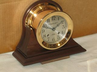 Chelsea Antique Ships Bell Clock 4 1/2 In Dial 1925 Red Brass Restored