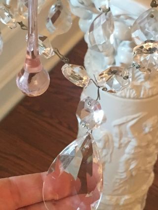 Antique Vintage Italian Tole Pale Pink Murano Drops Crystal Beaded Chandelier 9