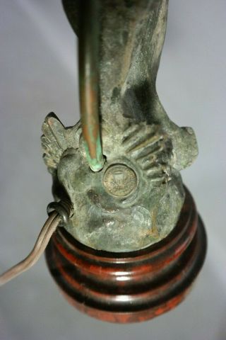 Antique ART NOUVEAU Era LADY STATUE Figural BANNISTER Style NEWEL POST Old LAMP 12