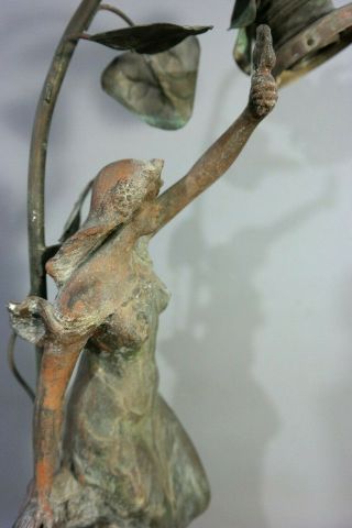 Antique ART NOUVEAU Era LADY STATUE Figural BANNISTER Style NEWEL POST Old LAMP 6