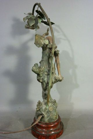 Antique ART NOUVEAU Era LADY STATUE Figural BANNISTER Style NEWEL POST Old LAMP 8