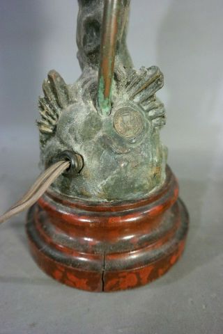 Antique ART NOUVEAU Era LADY STATUE Figural BANNISTER Style NEWEL POST Old LAMP 9