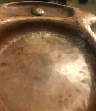 LAST ONE - GUSTAV STICKLEY ARTS & CRAFTS HAMMERED COPPER DISH TRAY PLATE SIGNED 6